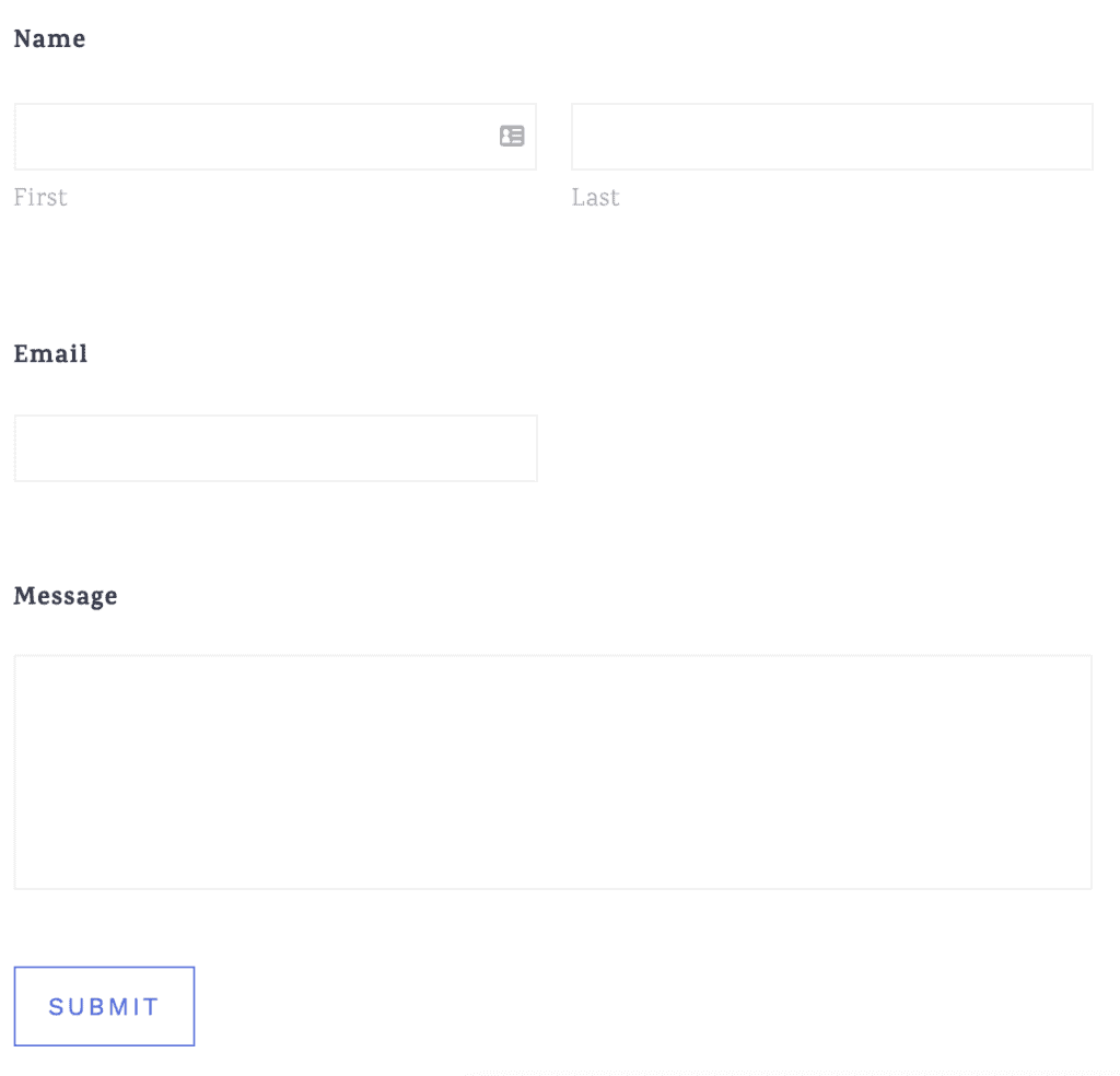 example contact form with name, email and message fields